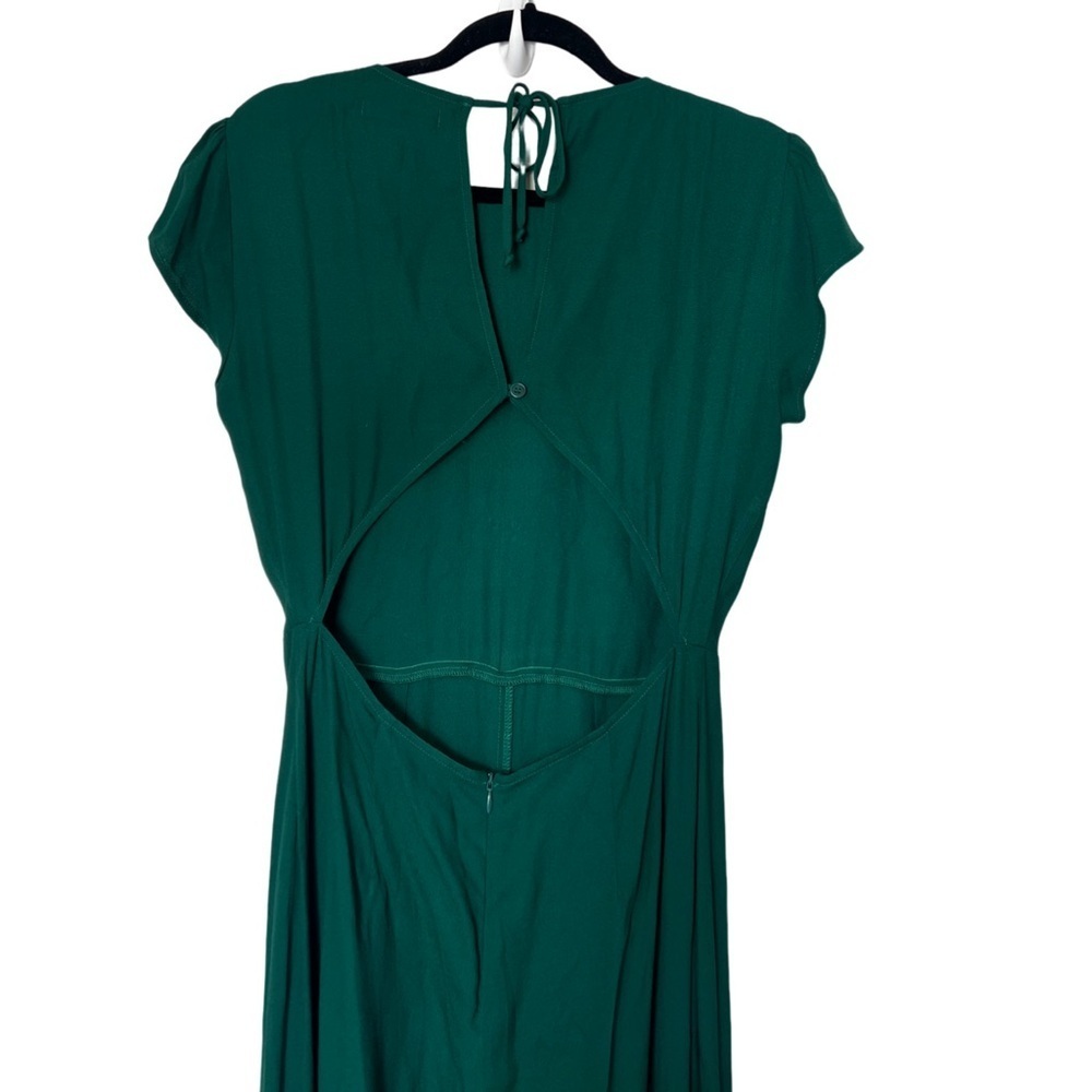 Reformation Mayer Open Back Jumpsuit Emerald Green Cap Sleeve Wide Leg Size 8 - Picture 6 of 8